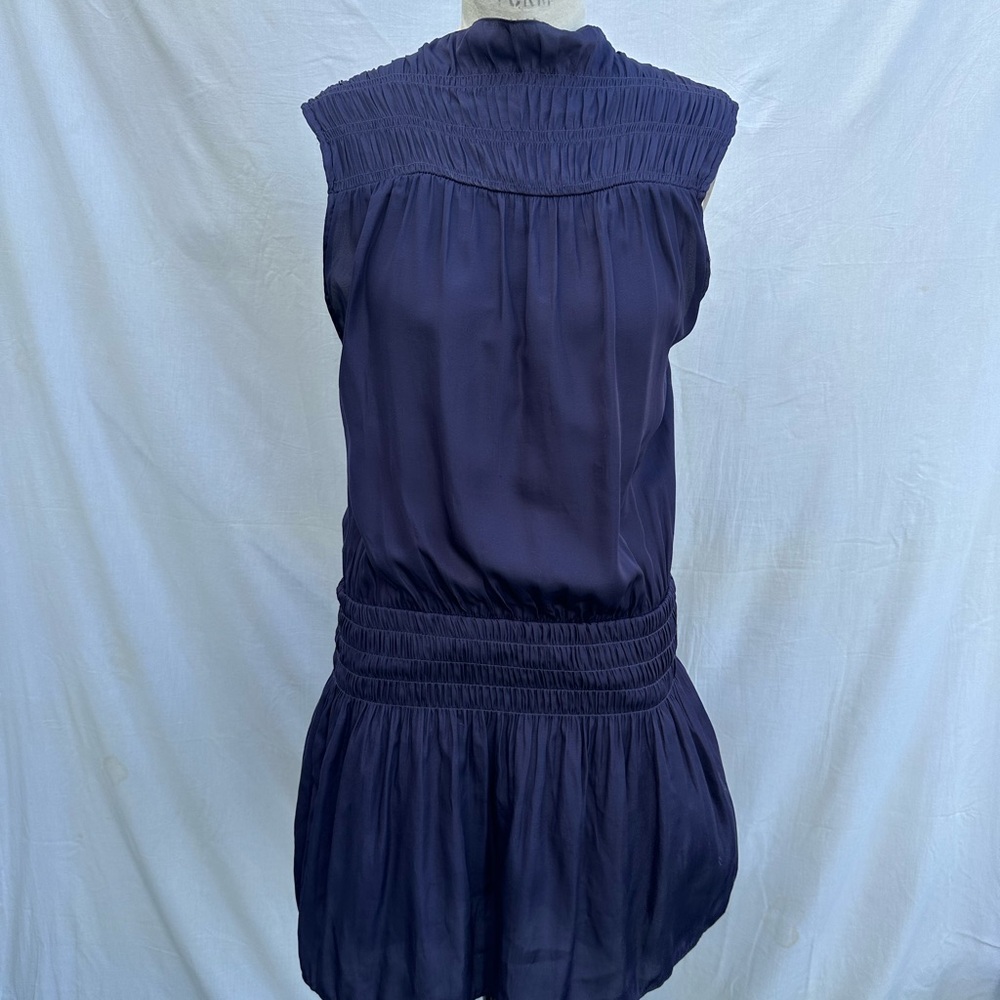 Elegant Navy Sleeveless Drop Waist Dress